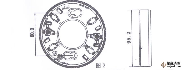 JTY-GF-FS1028点型光感烟火灾探测器底座示意图